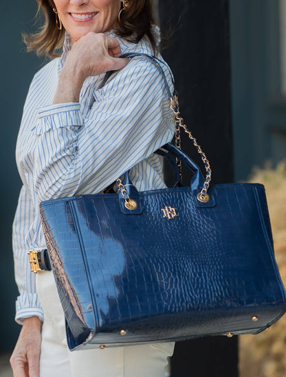 Caroline Hill - Missy Tote Navy Patent EC