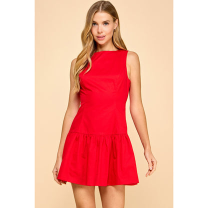 TCEC - Fit and Flare, Dropped Waist, Sleeveless Dress 5536 - Red