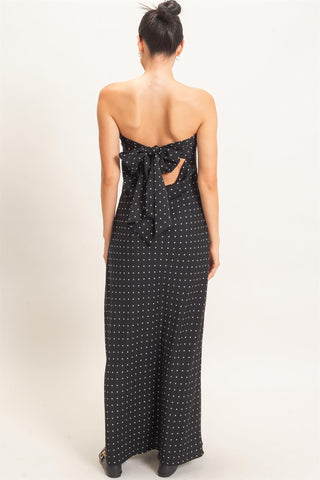 Strapless Polka Dot Maxi Dress – Black 845