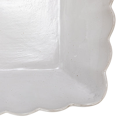 CC - Stoneware Serving Dishes w/ Scalloped Edge, Matte White, Set of 4