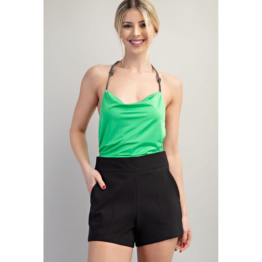 Glam - Panelled Shorts w Pockets 7795 - Black