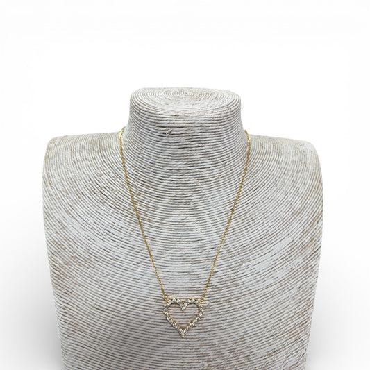 JP - Swarovski Crystal, Open Heart Necklace - Gold