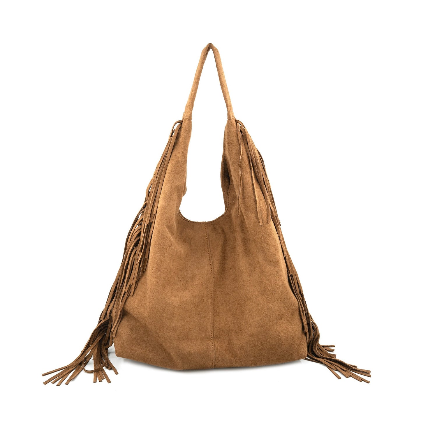 Sahara Faux  Suede Fringe Shoulder Bag – Camel