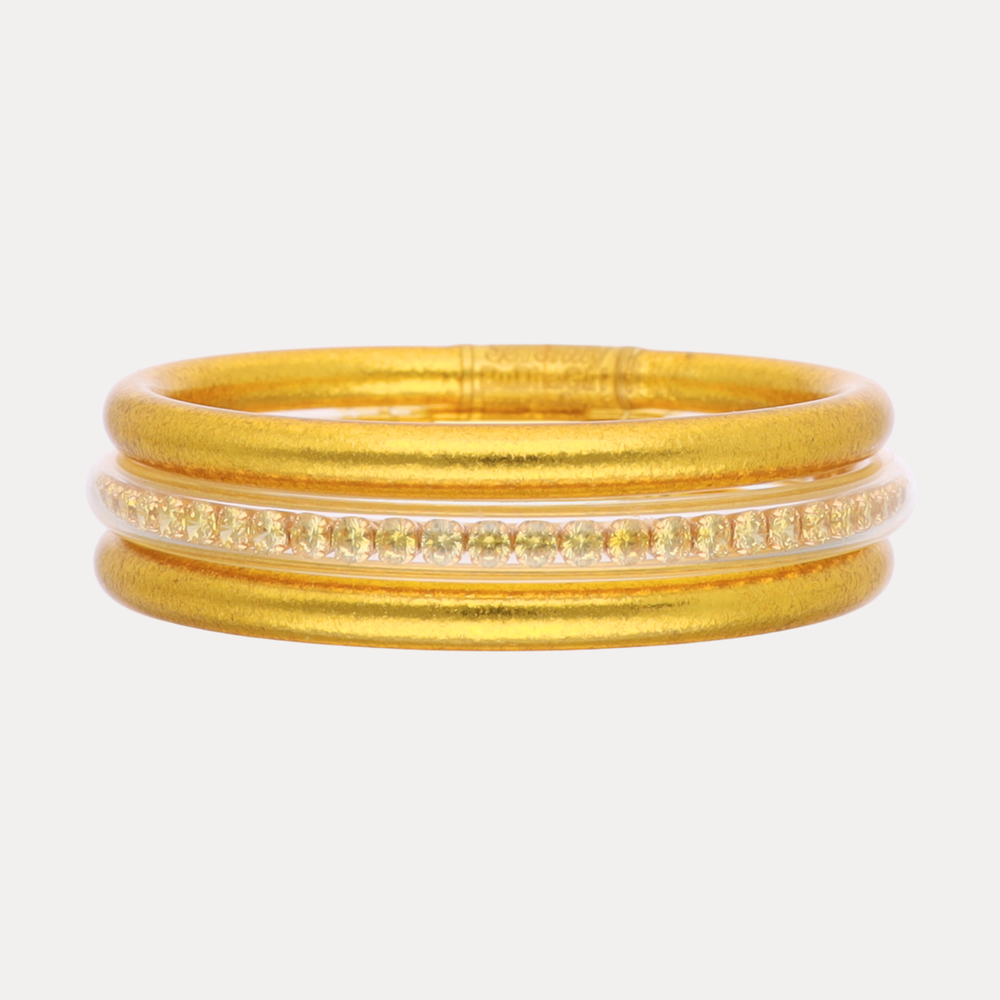 BuDhaGirl - Gold Queen Stack – Three-Piece All Weather Bangle® Set