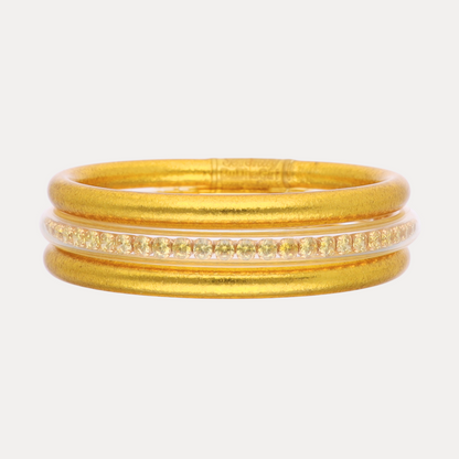 BuDhaGirl - Gold Queen Stack – Three-Piece All Weather Bangle® Set