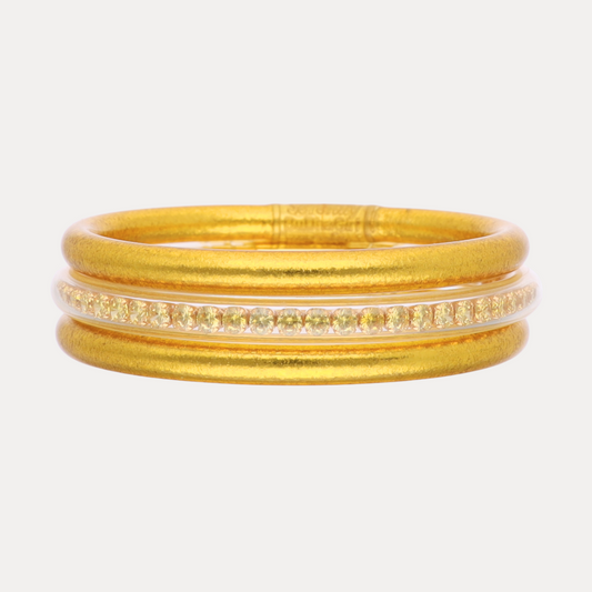 BuDhaGirl - Gold Queen Stack – Three-Piece All Weather Bangle® Set