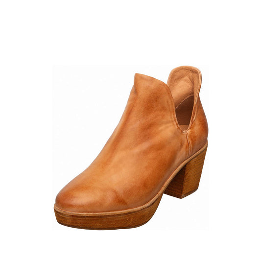 Antelope, Q45 Everly, Leather Ankle Booties V Cutout Platform Block Heel