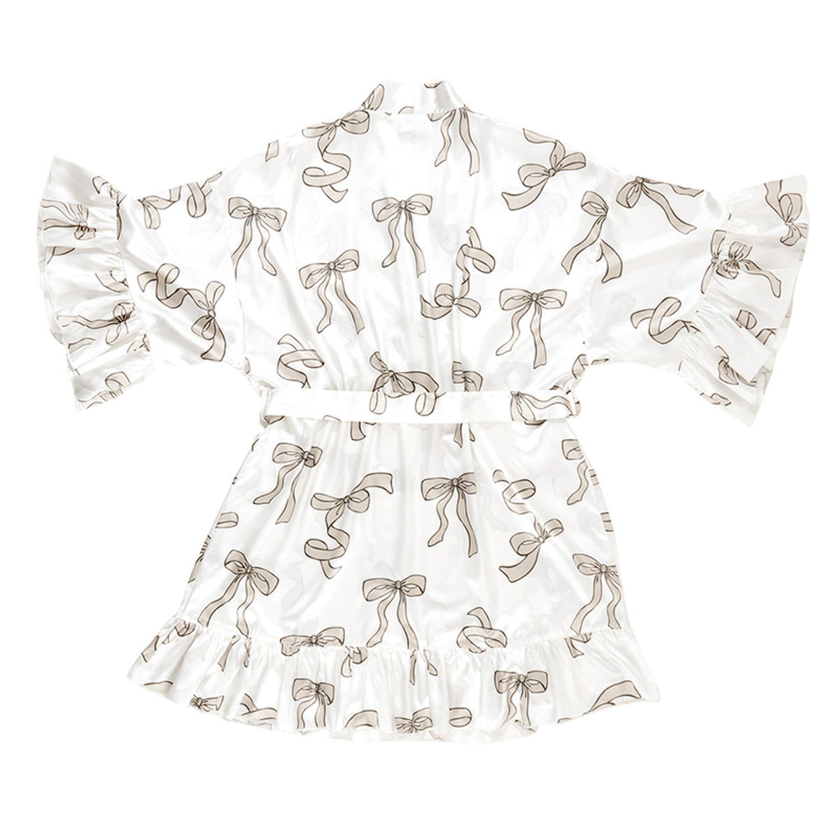 Bella -  Ruffled Satin Robe 0672 - Flax Bows