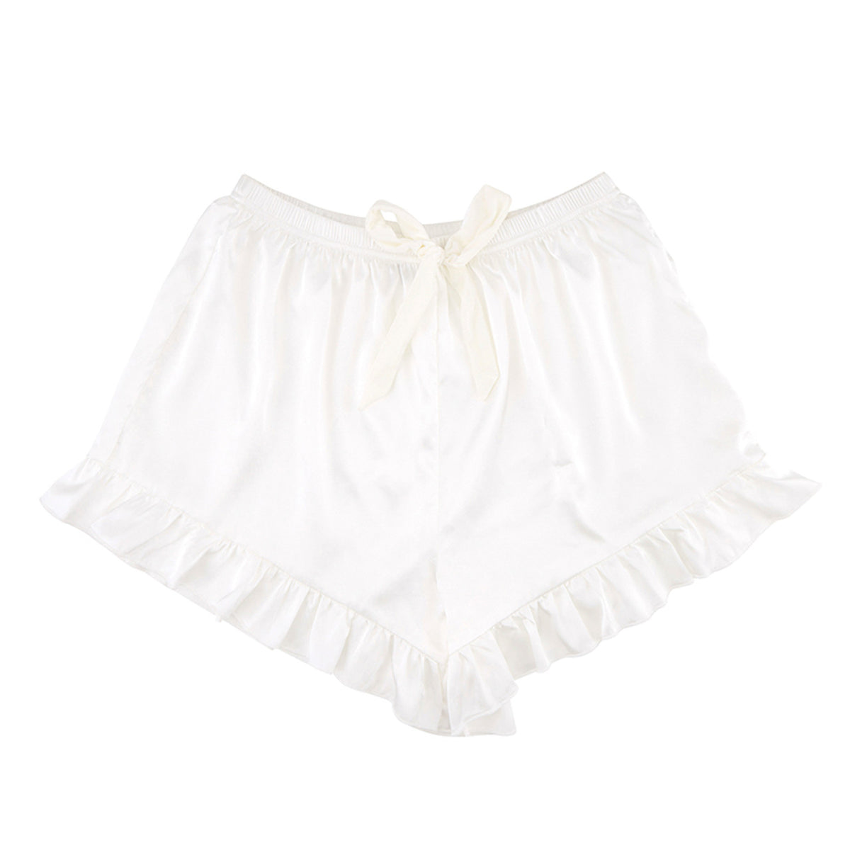 Bella -  Cami + Velvet Ruffled Short 0675 - White
