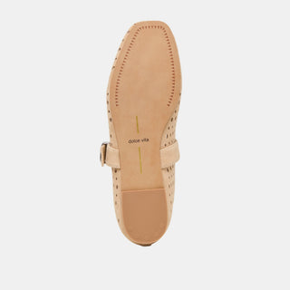 Dolce Vita MIKEL Perforated Suede Ballet Flats Shoe– Camel