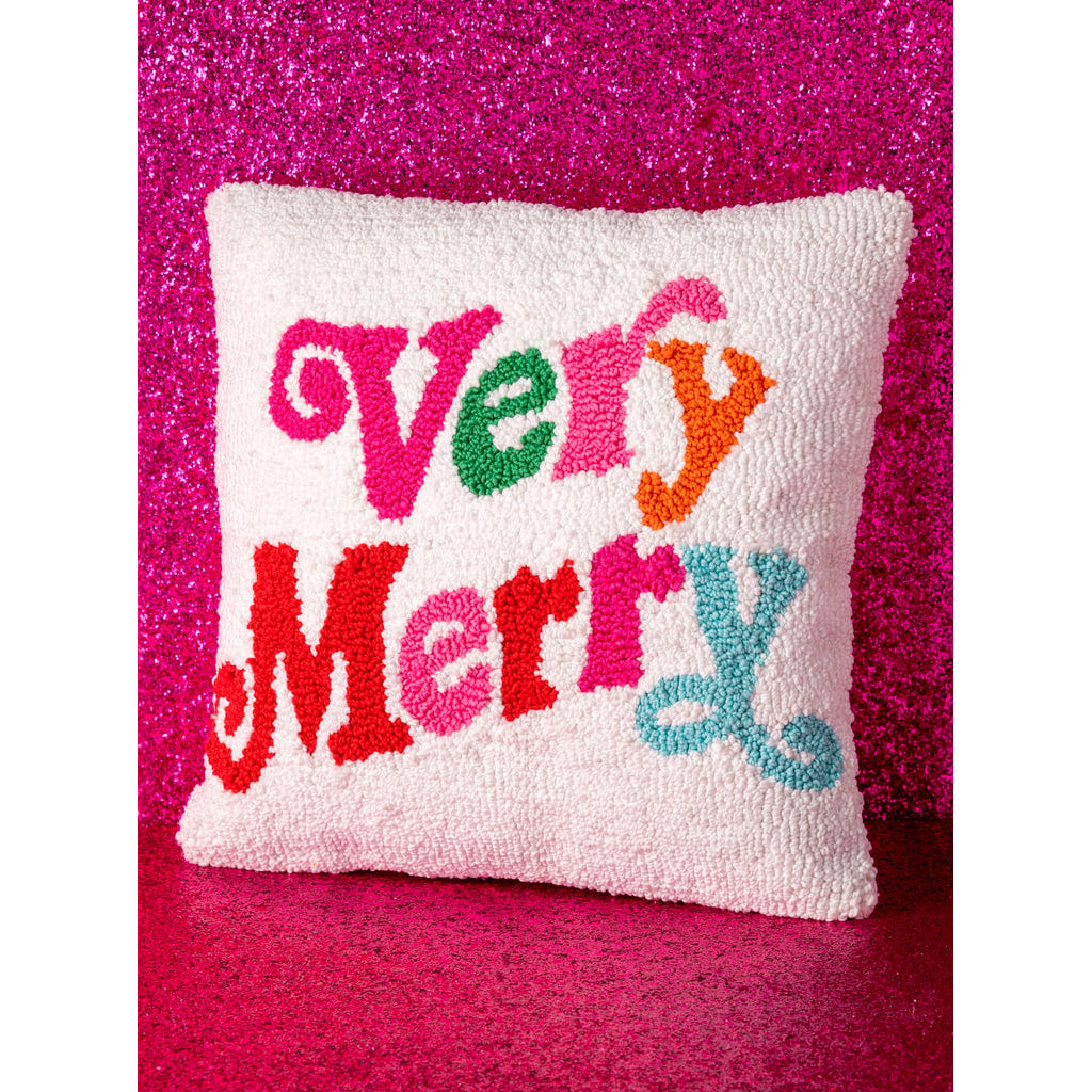 Shiraleah "Very Merry" Pillow, Ivory