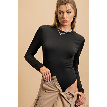 KA - Slinky Fabric Basic Long Sleeves Body Suit 9410 - Black