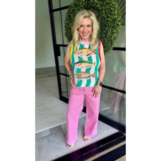 Queen of Sparkles - Teal Multi Fish Tank Top 🐠✨