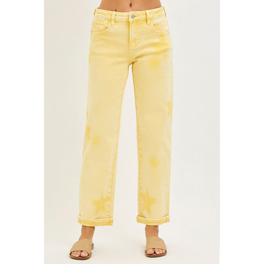 Risen - Slouchy, Ankle, Boyfriend Jeans In Star Shade Wash 1413 - Banana