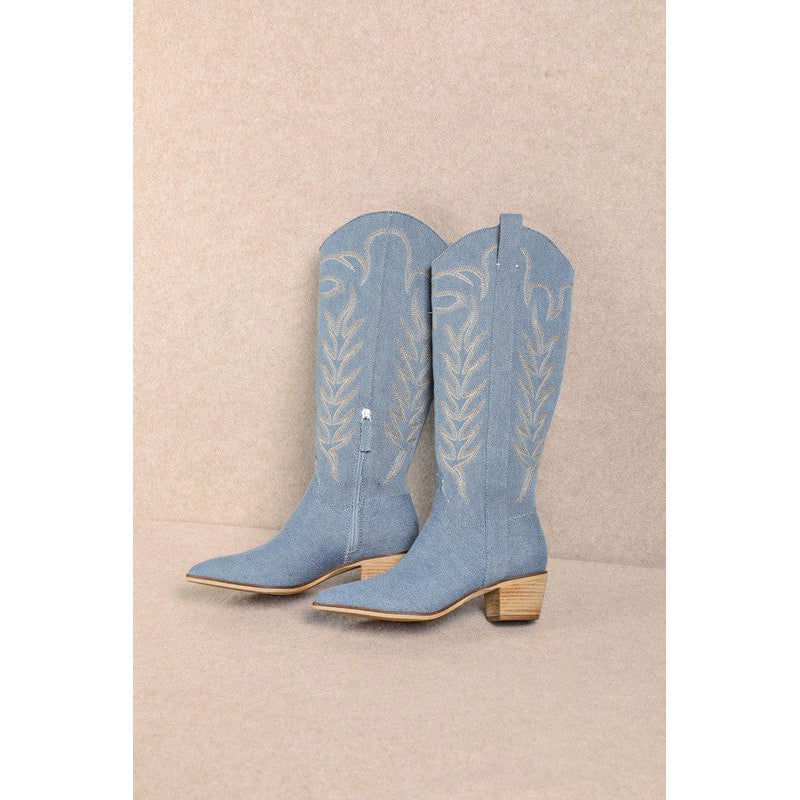 Mi.iM - Inlay Western Boots - Denim