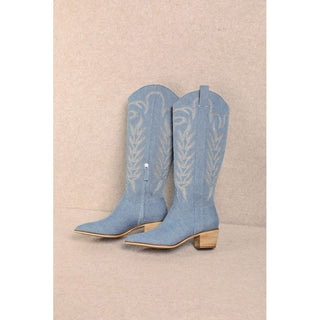 Mi.iM - Inlay Western Boots - Denim