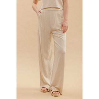 BP - Linen, Short Sleeve, Box Top & Pleated Pants Set 1009 - Oatmeal