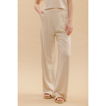 BP - Linen, Short Sleeve, Box Top & Pleated Pants Set 1009 - Oatmeal