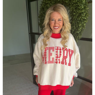 Merry & Stripe Reversible Fleece Mock Neck Sweatshirt 0961 - Red / Ivory