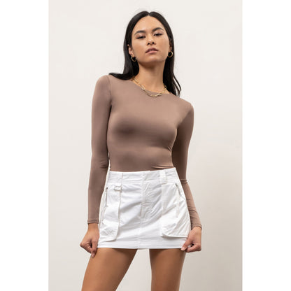 T&C - Round Neck, Long Sleeve, Fitted Top 1185 - Deep Taupe