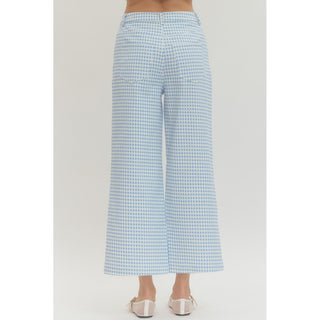 Blue Gingham Straight Leg Pants 0616 SALE