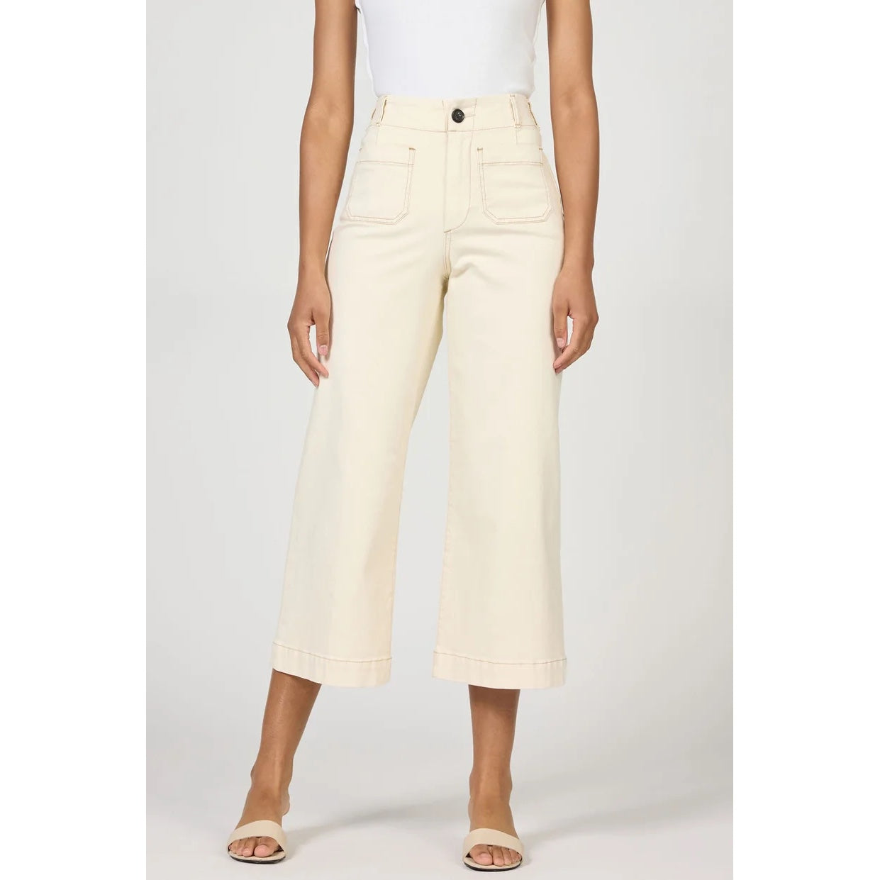 Dear John High Rise Cropped Wide Leg Jeans - Audrey 106 – Ivory