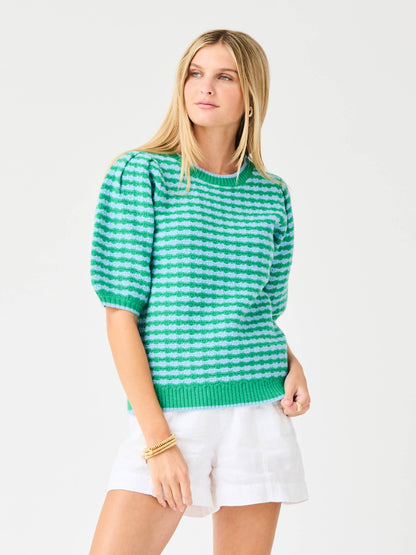 Abigail Puff Sleeve Sweater – Green Stripe - SALE was $72.95