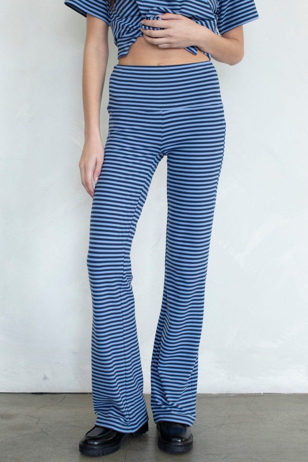 Skylar Striped Tee & Flare Pants Set 4470 / 4471 - Navy