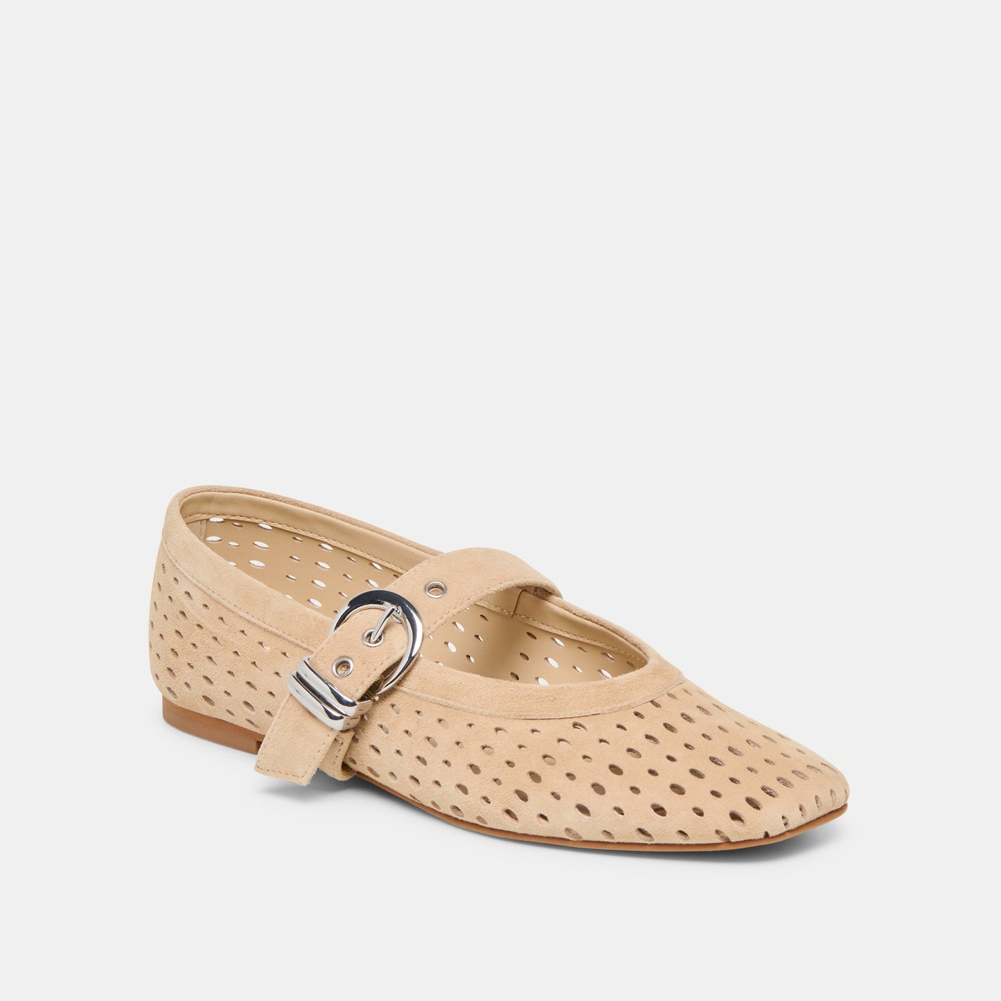 Dolce Vita MIKEL Perforated Suede Ballet Flats – Camel