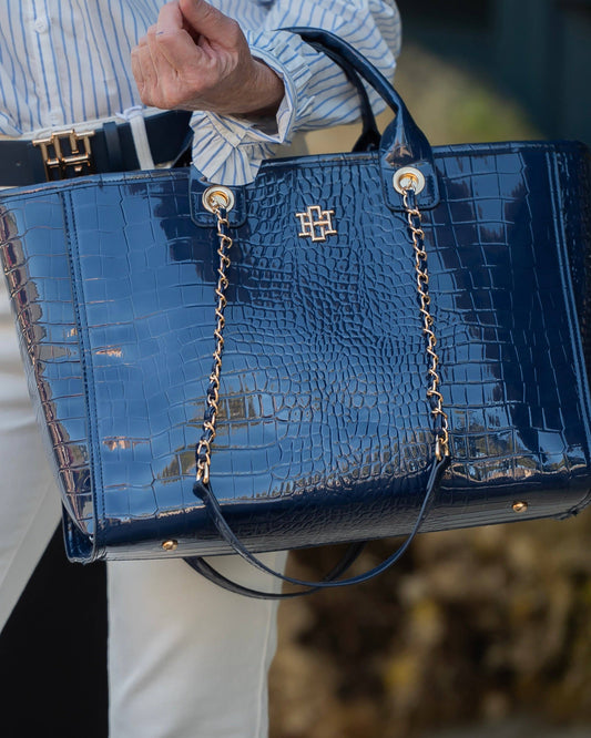 Caroline Hill - Missy Tote Navy Patent EC