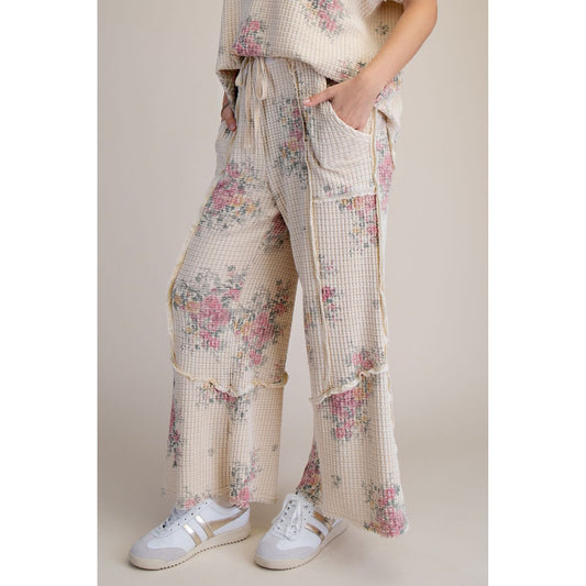 Vintage Floral Waffle Knit Lounge Set 1903/0221 - Natural