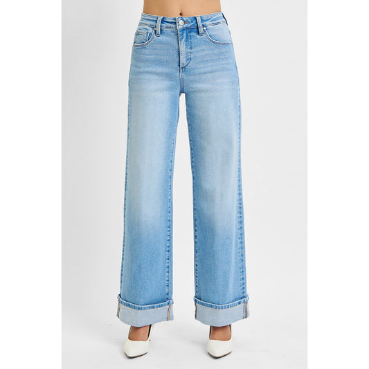 Risen - Tummy Control High Rise Long Inseam Wide Cuffed 1046 - Light