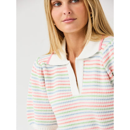 Emma Collared Puff Sleeve Sweater – Ivory Multi Stripe - SALE was $74.95