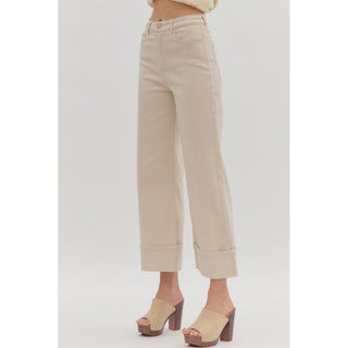 ENTRO -  Mid Rise, Ankle Pants 7856 - Sand