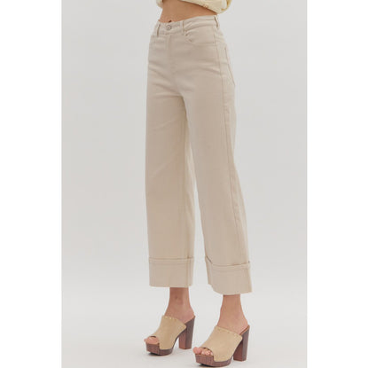 ENTRO -  Mid Rise, Ankle Pants 7856 - Sand