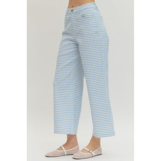 Blue Gingham Straight Leg Pants 0616 SALE