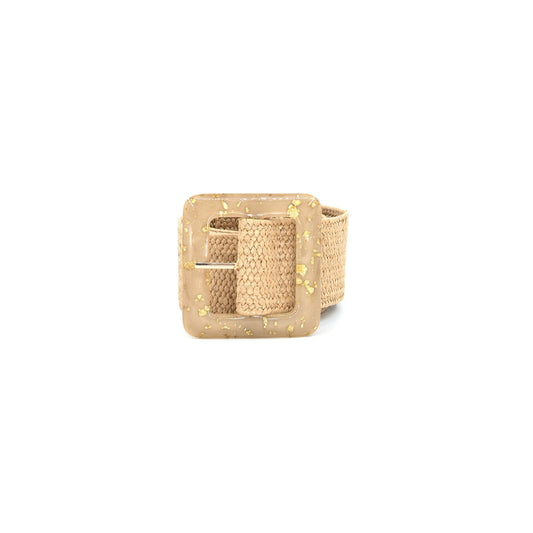 Beige belt buckle on a white background