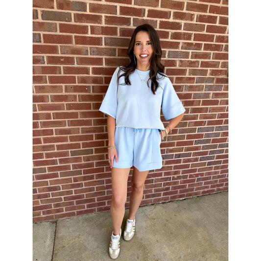 Rae Mode - Modal Scuba, Luxe Short Sleeve Top & Scuba Casual Shorts Set 0121/6308 - Frost