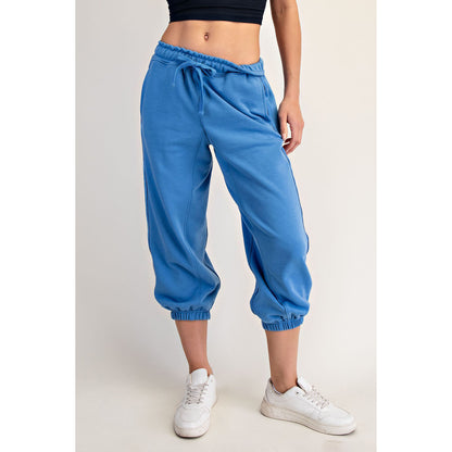 Rae Mode - French Terry Bubbled Half Sleeve Top & Cropped Jogger Pants Set 0111/6459 - Aqua Splash