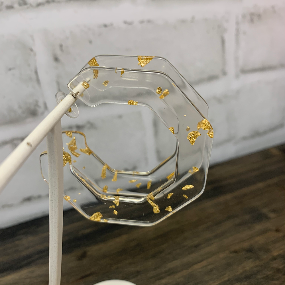 Clear, Octagon Earrings