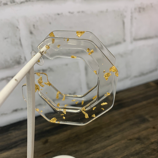 Clear, Octagon Earrings