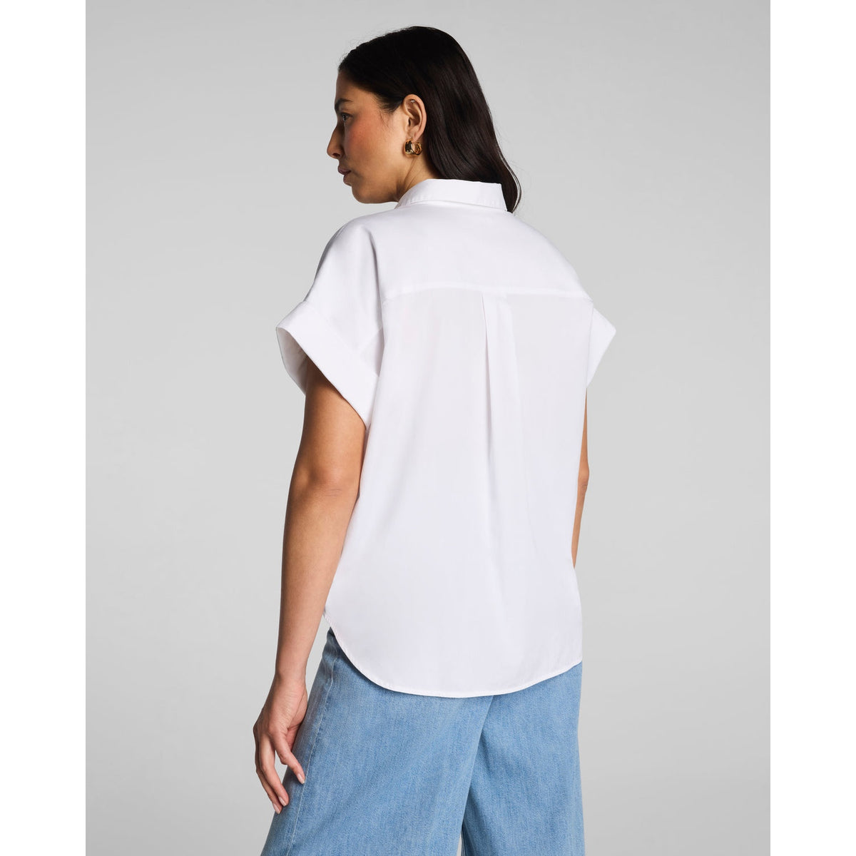 SPANX® Poplin Oversized Short Sleeve Button Down – Classic White
