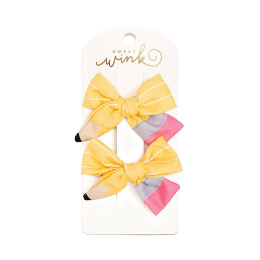 School Days Pencil Bow Clip Set - Back To School - SALE