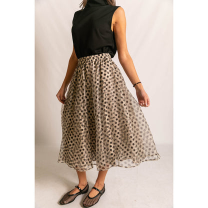A Line Polka Dot Midi Skirt