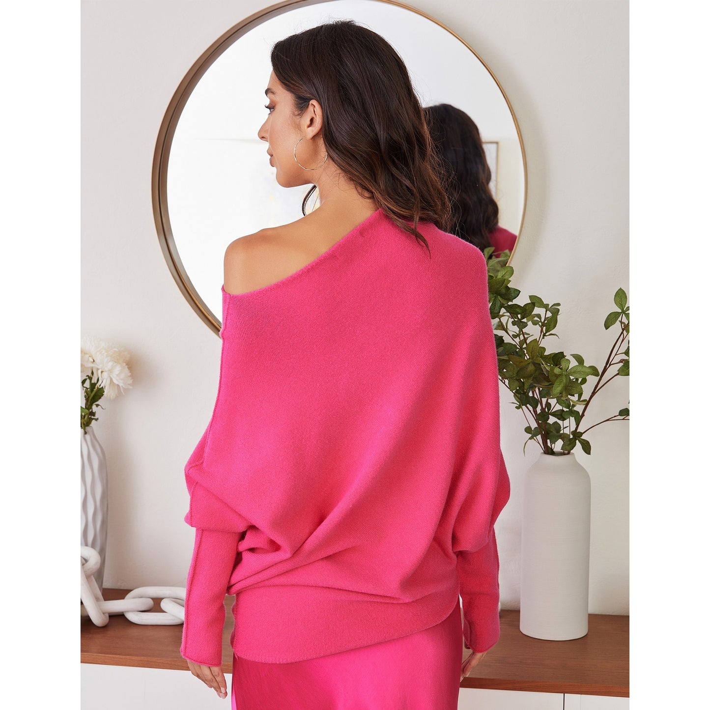 Milio Milano - Asymmetrical sweater 37709/330105 - Fuchsia