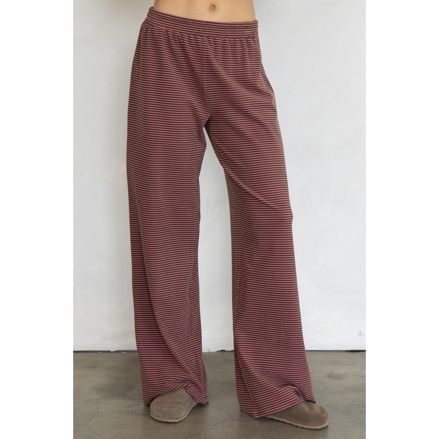 Striped Fleece Top & Levi Pants Set 4182 / 4183 - Brown-Pink