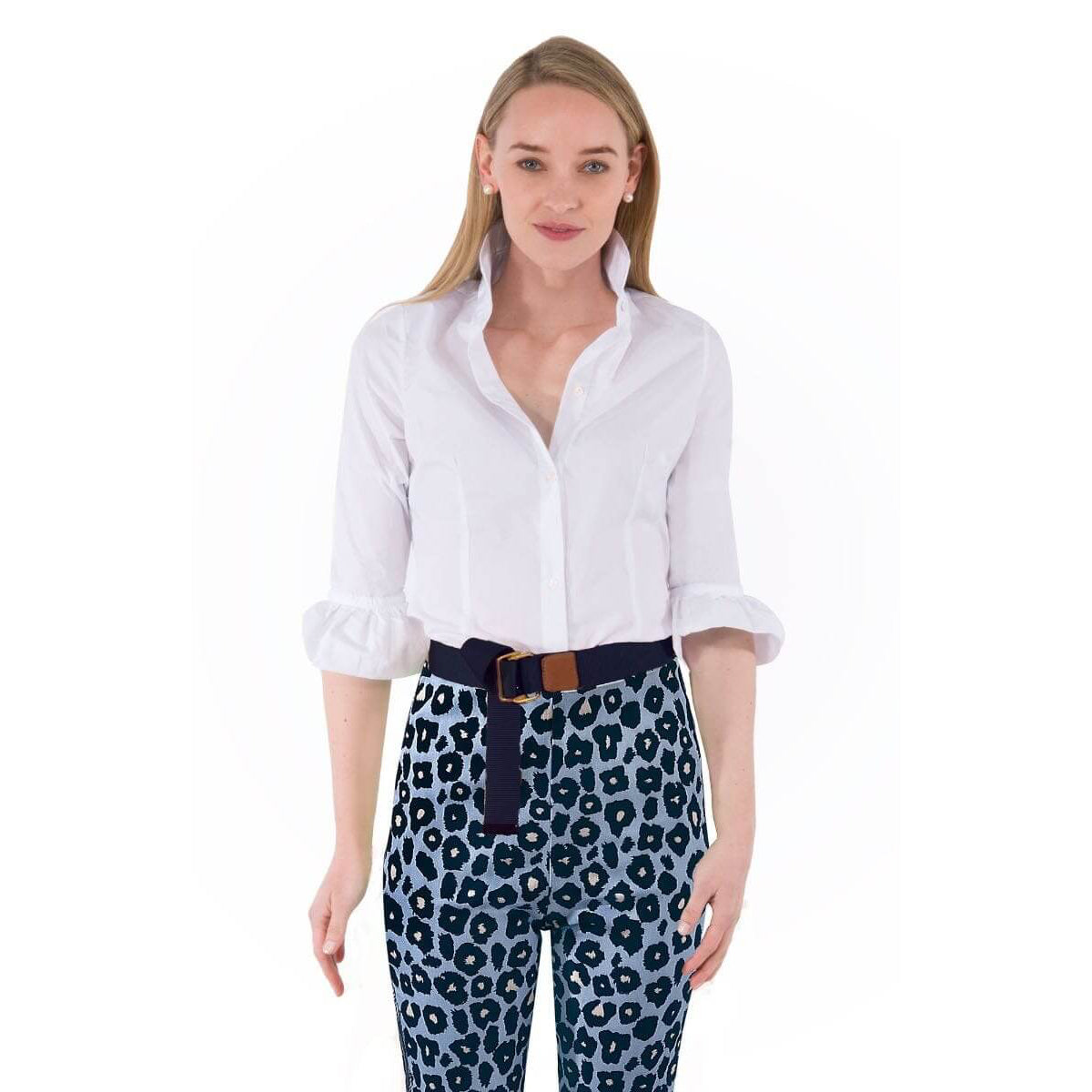 Gretchen Scott - Wash & Wear, Ruffle Detail Blouse Top - White