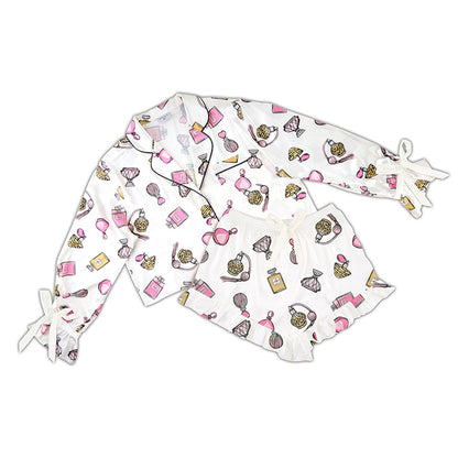 Bella -  Cropped PJ Set + Velvet Ties 0741 - Perfume Bottles