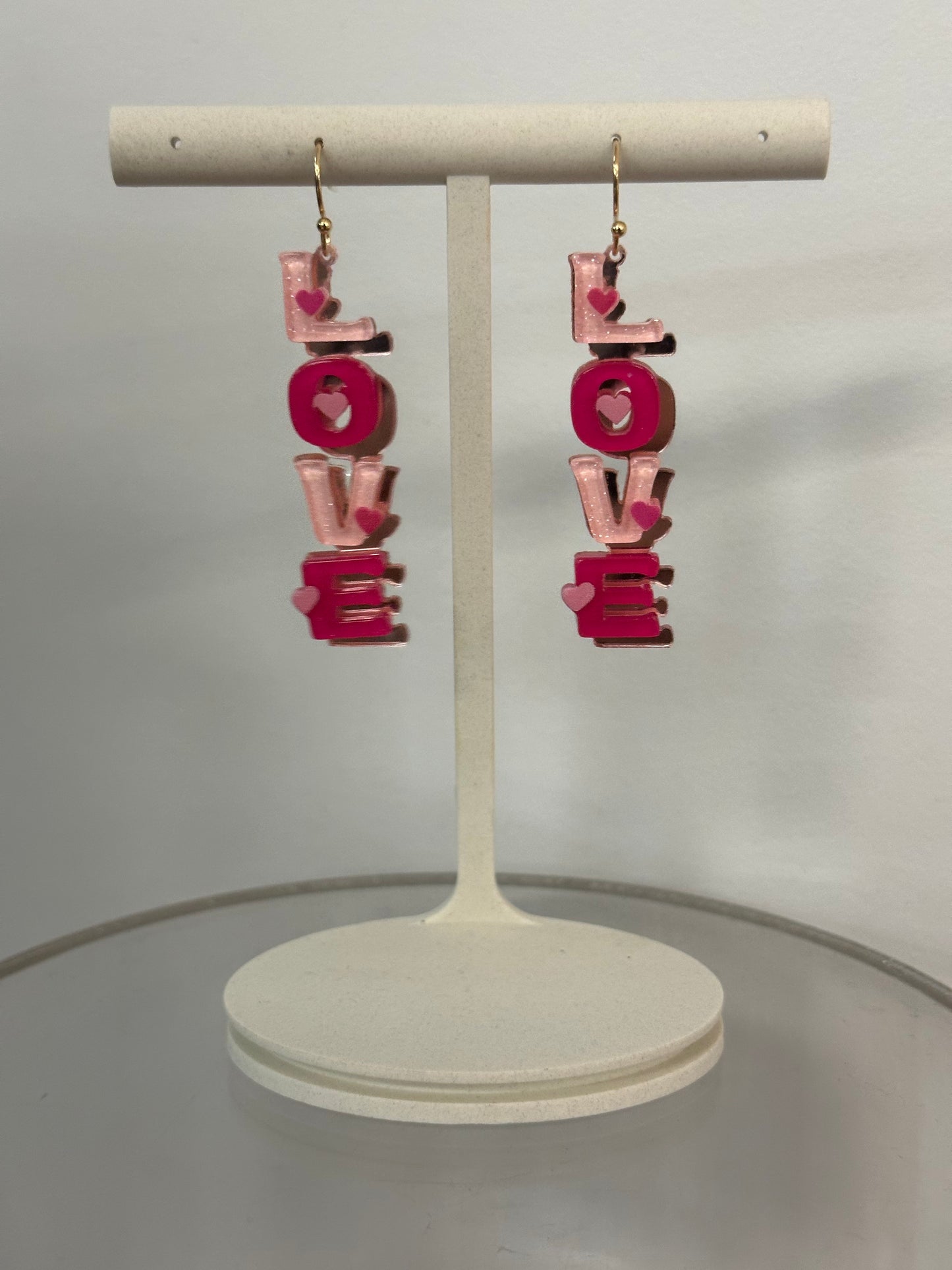 Valentines Earrings Love 3004 - Red / Pink