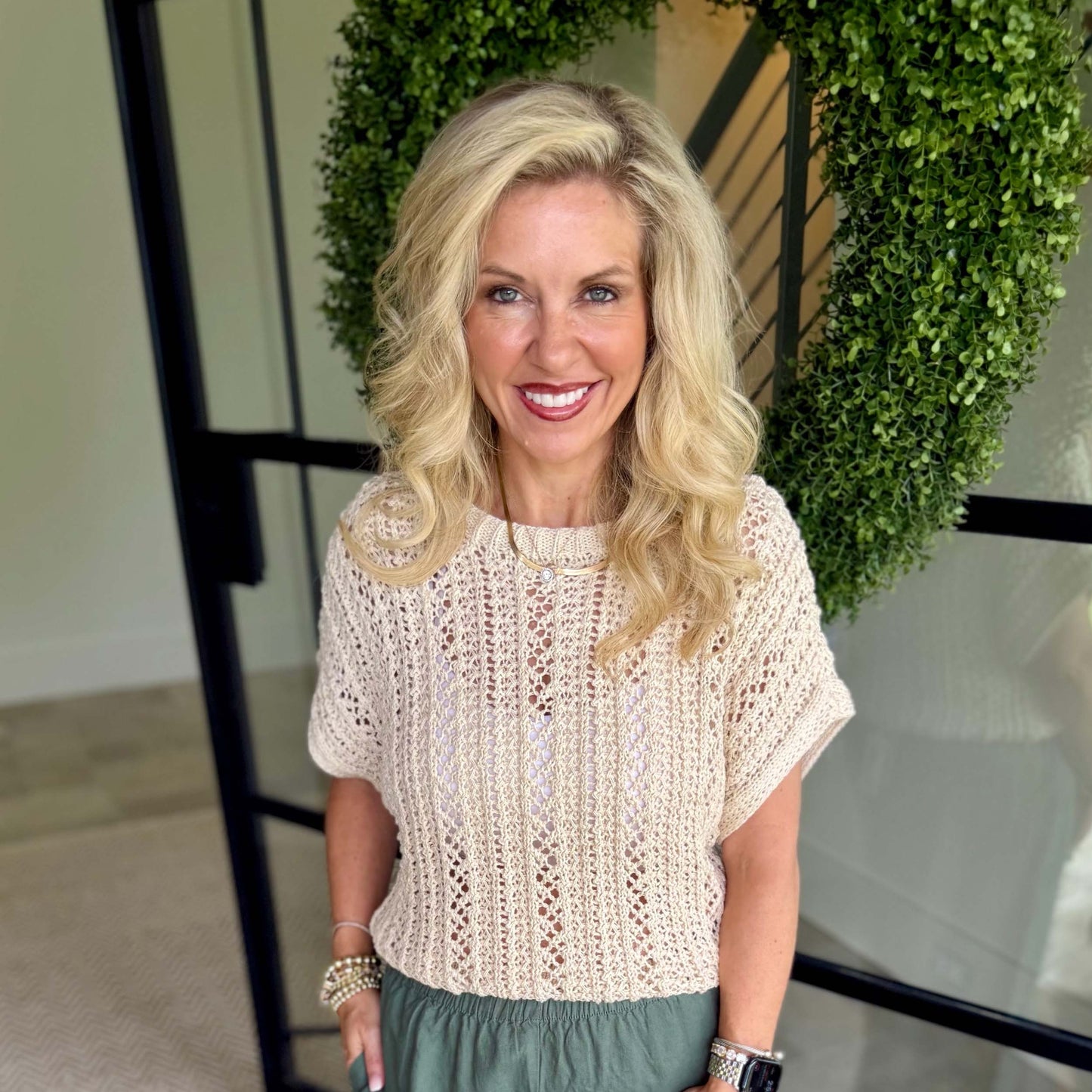 Z Supply Crochet Crewneck Sweater Top Ballast 1389 – Natural